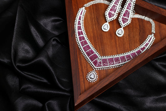 Elegant Ruby with Fine Diamond Choker Necklace Set