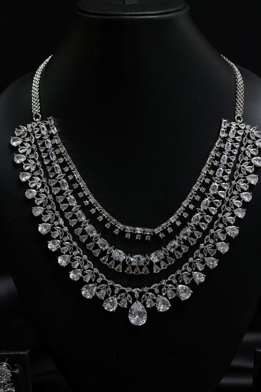 Beautiful 3 Layered Cubic Zerconia Bridal Set