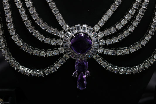 The Maharani Diamond & Amethyst Necklace Set - Inspired By Neeta Ambani