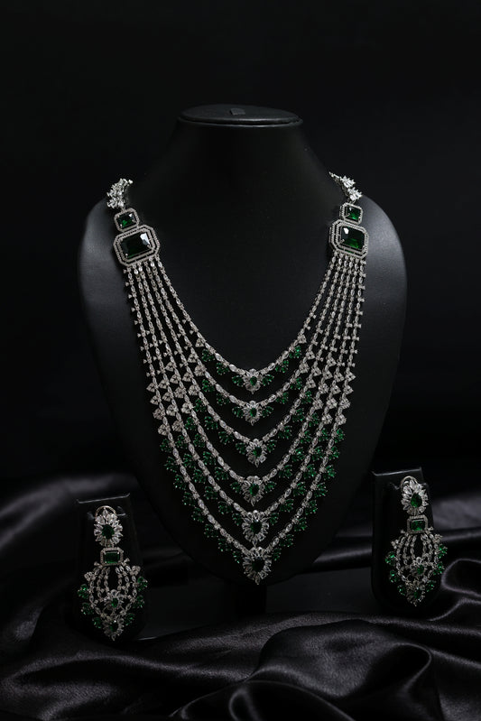 Royal Queen Emerald & Diamond Necklace Set