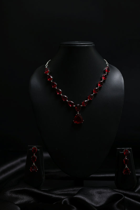 Leaf Premium Ruby Statement Necklace Set