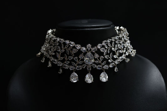 Floral Motif Diamond Choker Necklace - Inspired by Radhika Merchant