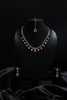 Delicate Pink Pear Cut Diamond Necklace With Mang Tikka