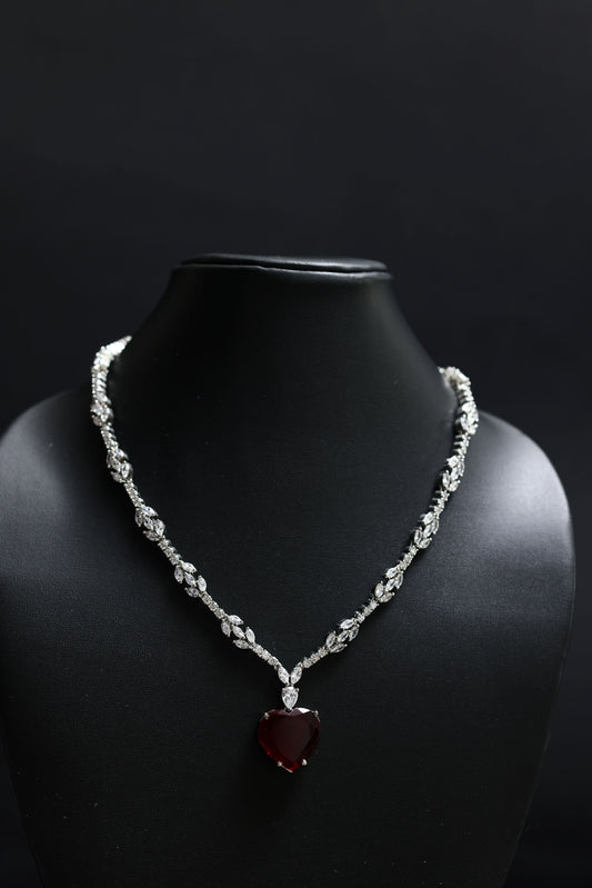 Princess Cut Ruby & Diamond Necklace Set