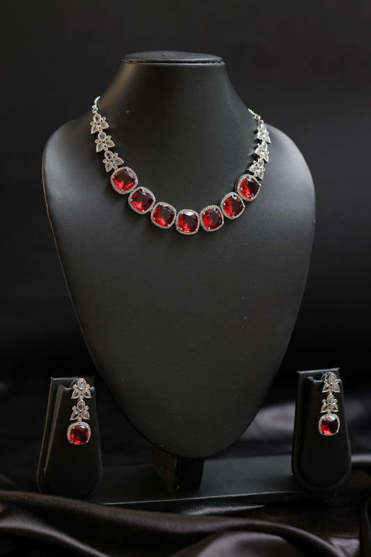 Marquise Ruby Diamond Necklace Set