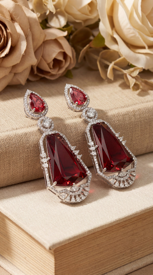 Rouge Dynasty Crystal Drop Earrings