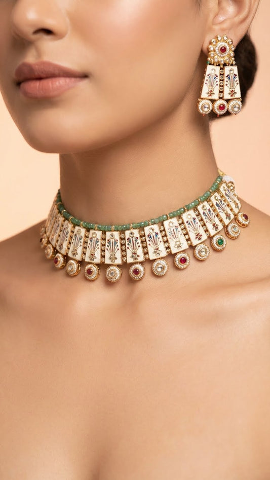 MEERA ENAMEL KUNDAN CHOKER SET