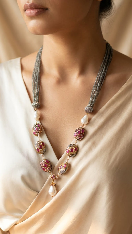 LUMINA ROSE PEARL NECKLACE SET