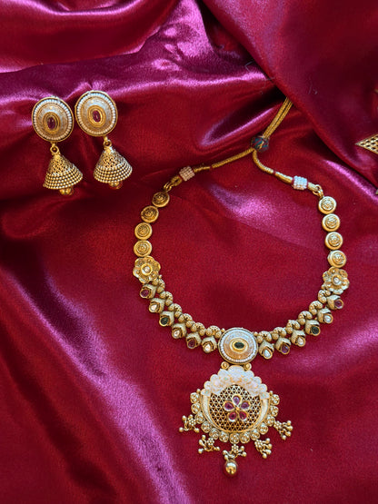 Royal Kundan & Meenakari Antique Finish Necklace Set