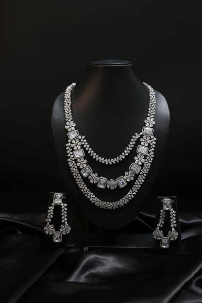 Crescet Moon & Floral Motif  3 layer Necklace Set