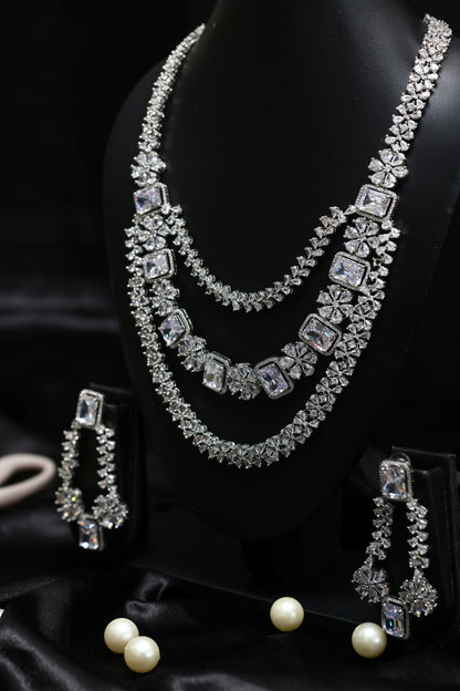 Crescet Moon & Floral Motif  3 layer Necklace Set