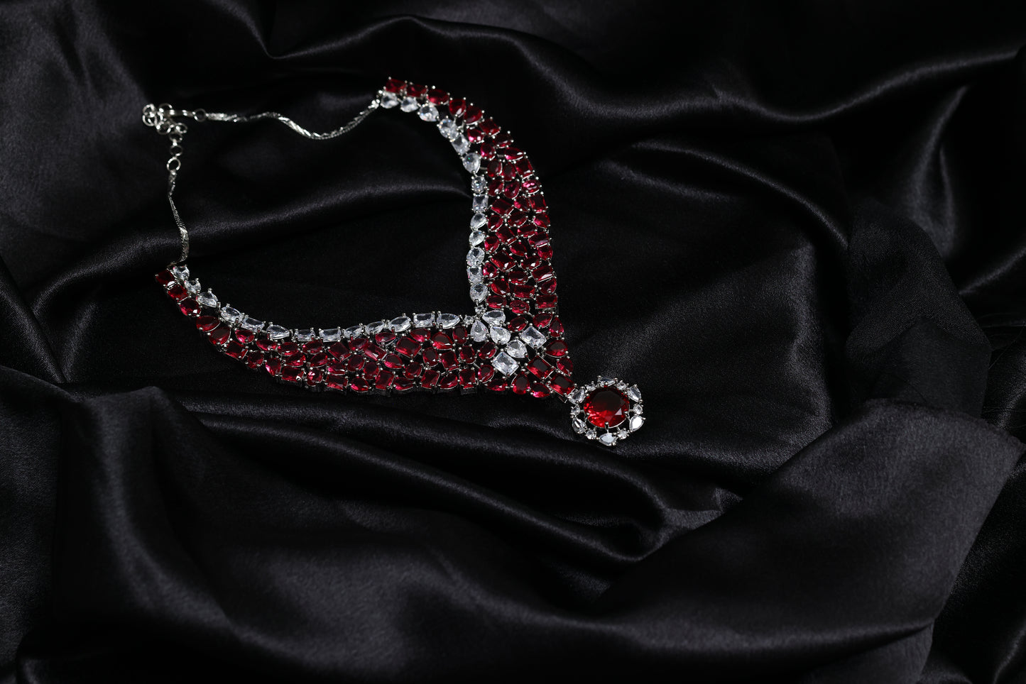 calire moissanite ruby necklace set