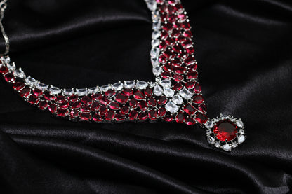 Calire Moissanite Ruby Necklace Set