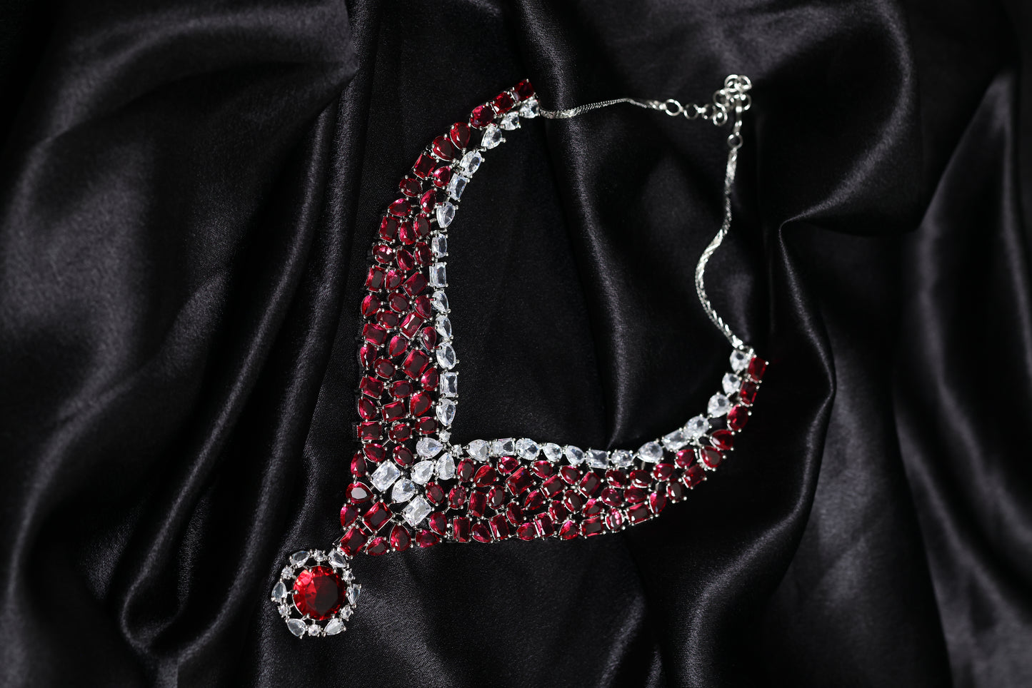 calire moissanite ruby necklace set