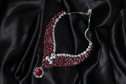Calire Moissanite Ruby Necklace Set