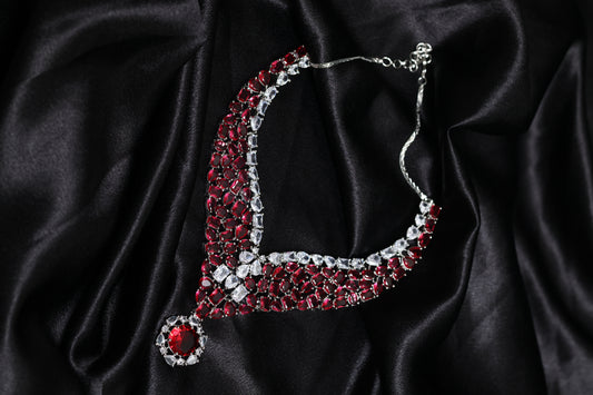 Calire Moissanite Ruby Necklace Set