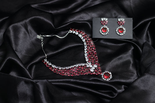 Calire Moissanite Ruby Necklace Set