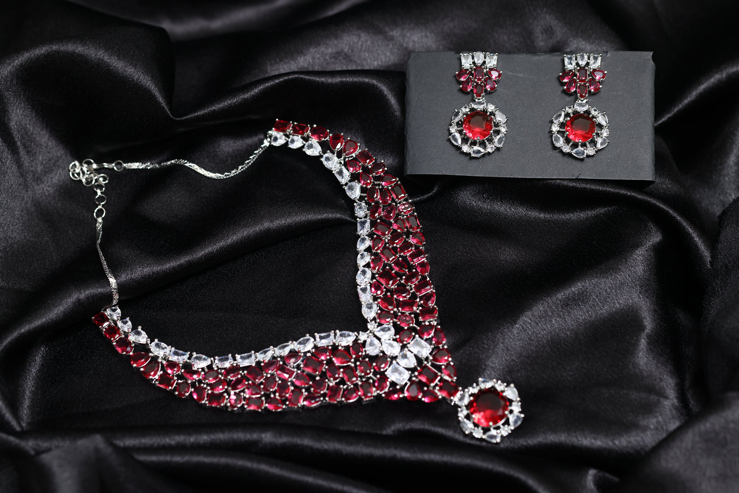 calire moissanite ruby necklace set