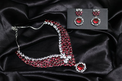Calire Moissanite Ruby Necklace Set