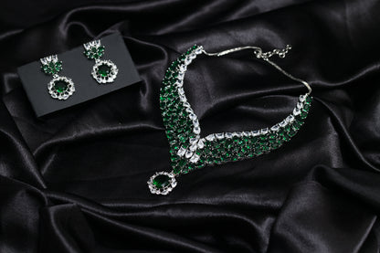 Calire Moissanite Emerald Necklace Set