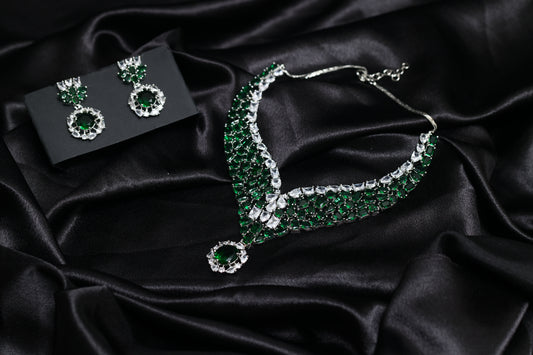Calire Moissanite Emerald Necklace Set