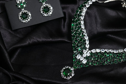 Calire Moissanite Emerald Necklace Set