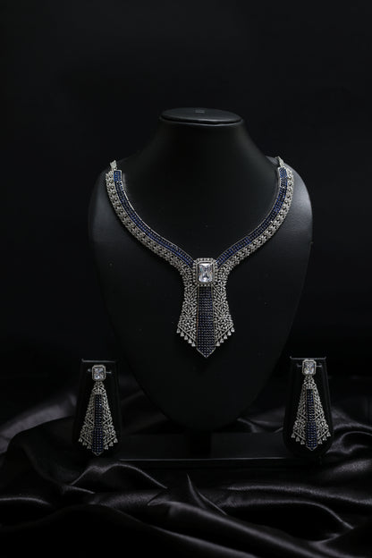 Luxe  Blue Sapphire & Diamond Necklace Set