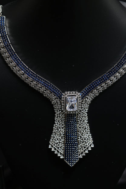 Luxe  Blue Sapphire & Diamond Necklace Set