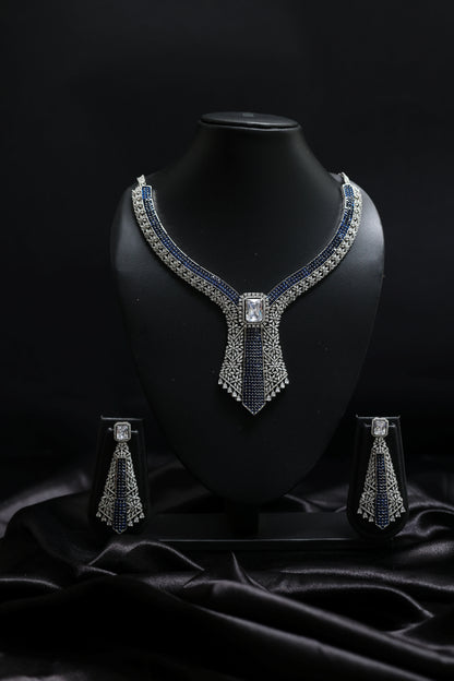 Luxe  Blue Sapphire & Diamond Necklace Set