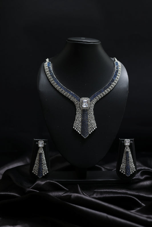 Luxe  Blue Sapphire & Diamond Necklace Set
