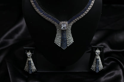 Luxe  Blue Sapphire & Diamond Necklace Set