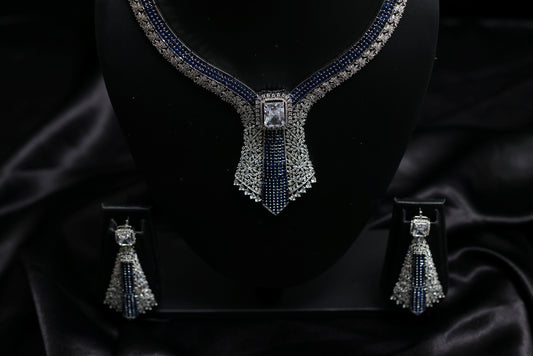 Luxe  Blue Sapphire & Diamond Necklace Set