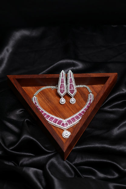 Elegant Ruby with Fine Diamond Choker Necklace Set