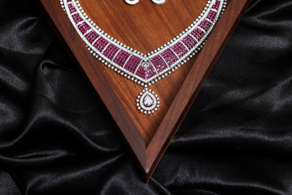 Elegant Ruby with Fine Diamond Choker Necklace Set