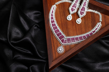 Elegant Ruby with Fine Diamond Choker Necklace Set