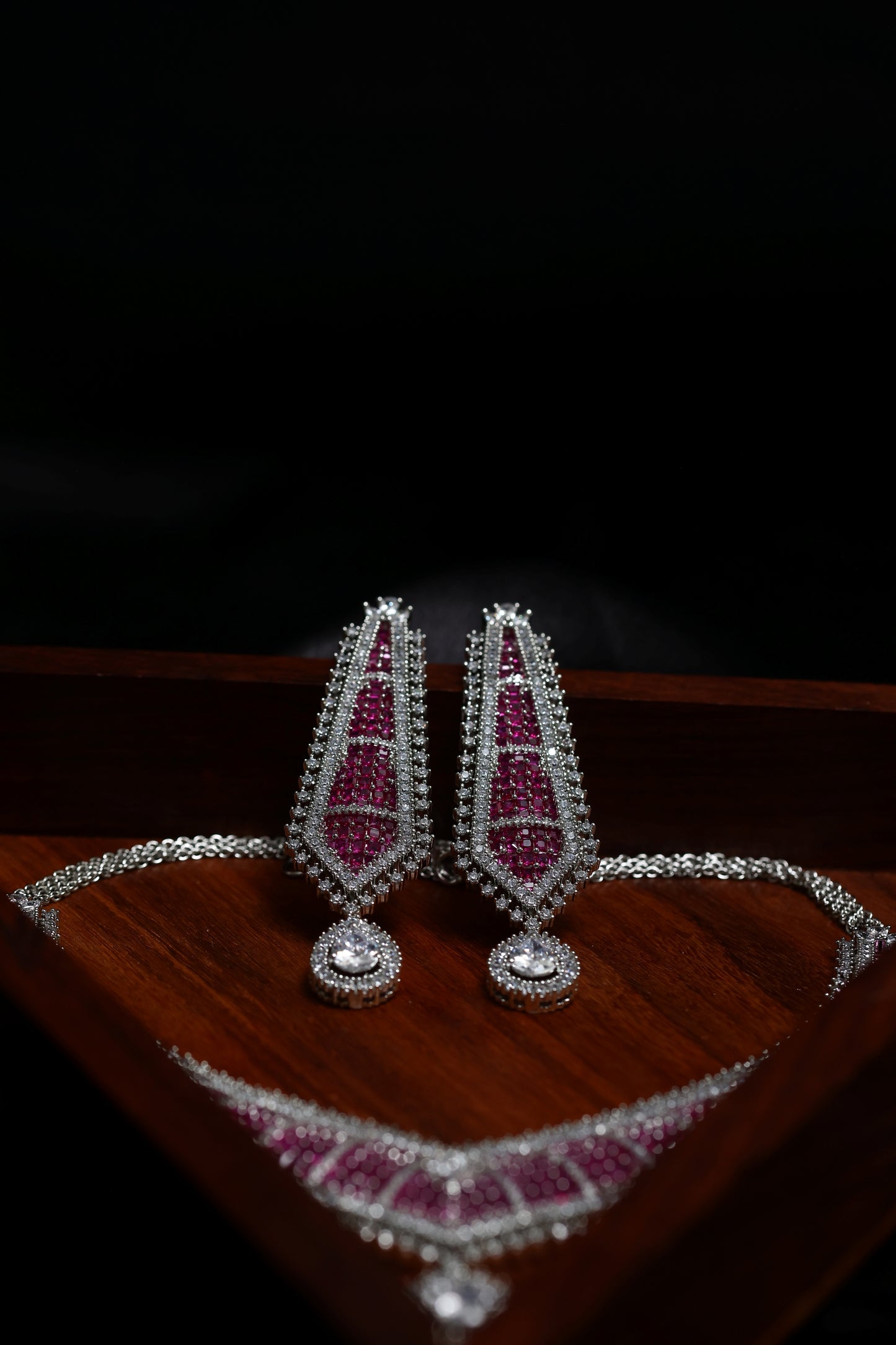 elegant ruby with fine diamond choker necklace set