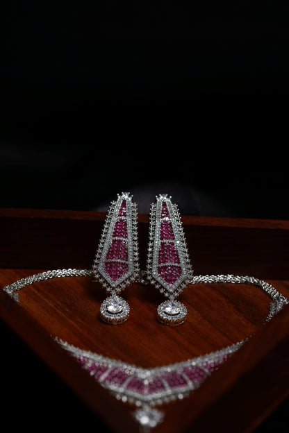 Elegant Ruby with Fine Diamond Choker Necklace Set