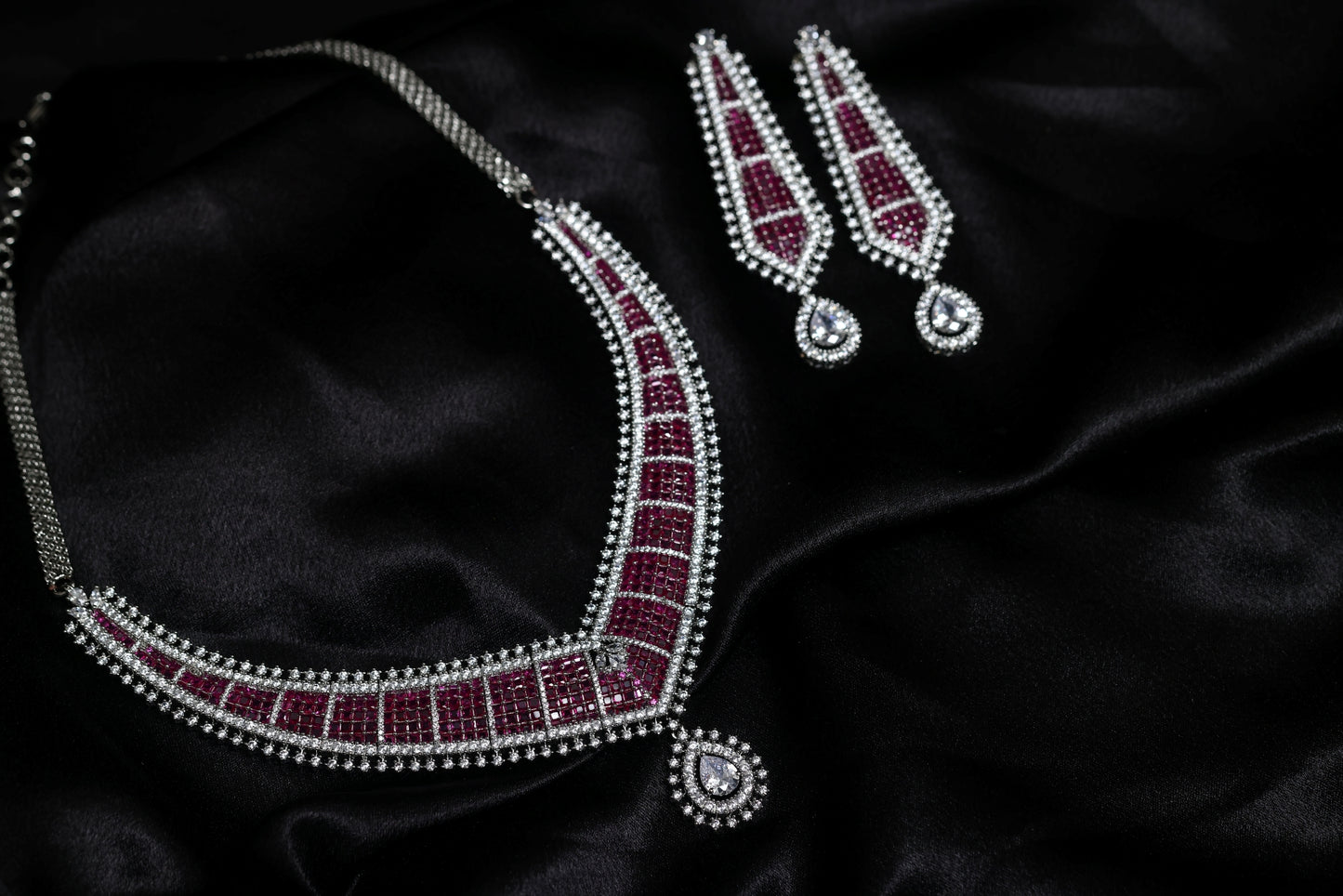 elegant ruby with fine diamond choker necklace set