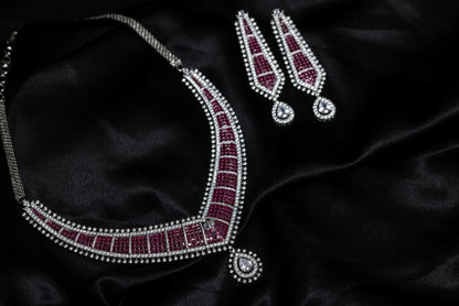 Elegant Ruby with Fine Diamond Choker Necklace Set