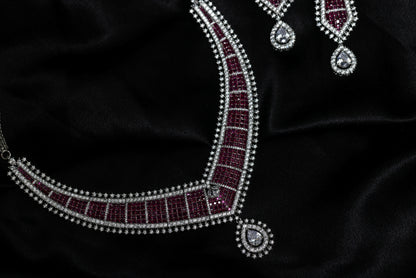 Elegant Ruby with Fine Diamond Choker Necklace Set