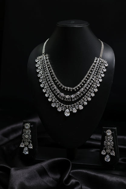 Beautiful 3 Layered Cubic Zerconia Bridal Set