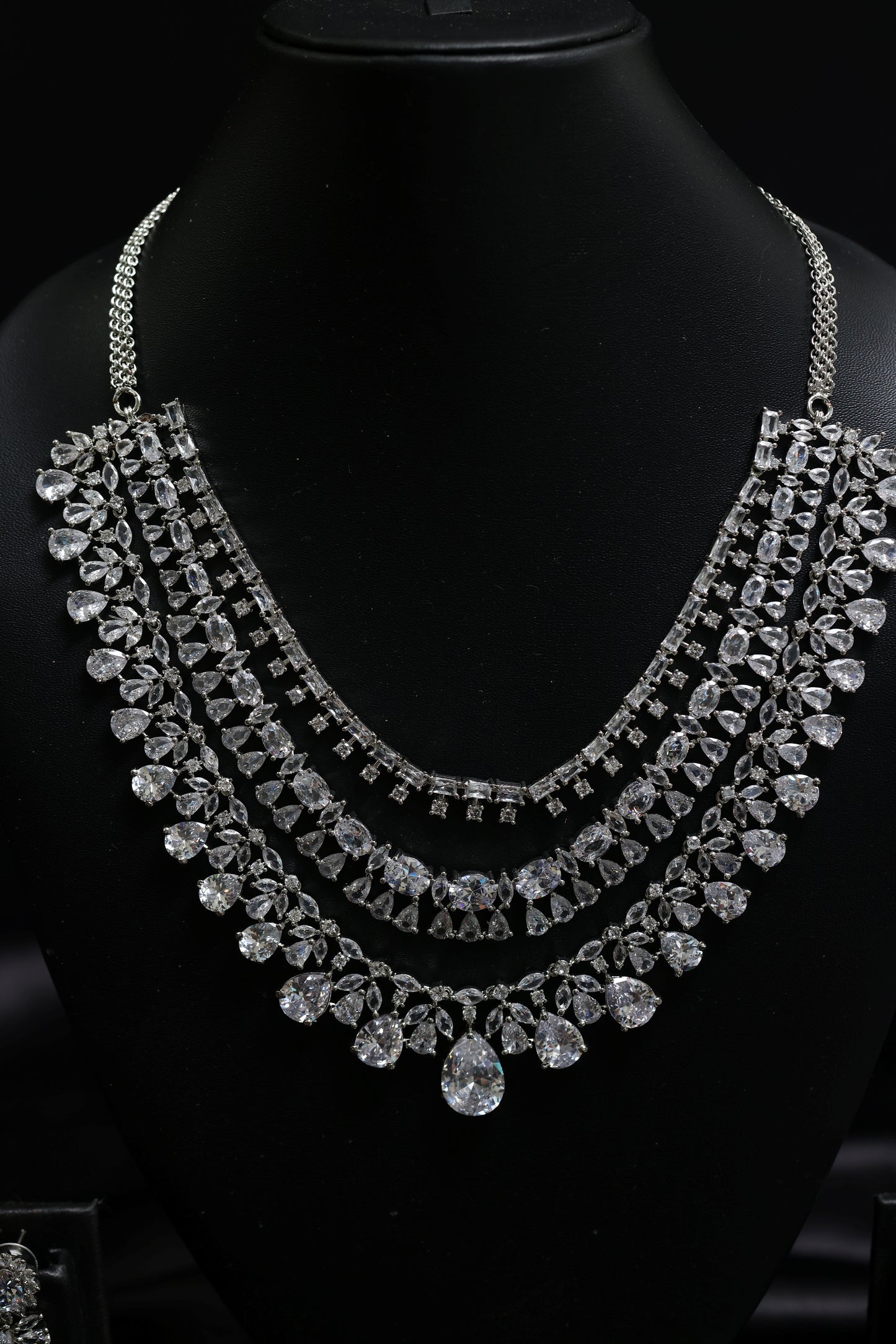 beautiful 3 layered cubic zerconia bridal set