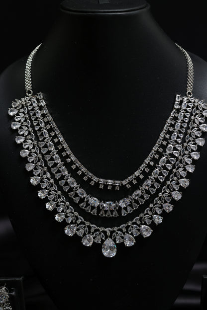 Beautiful 3 Layered Cubic Zerconia Bridal Set