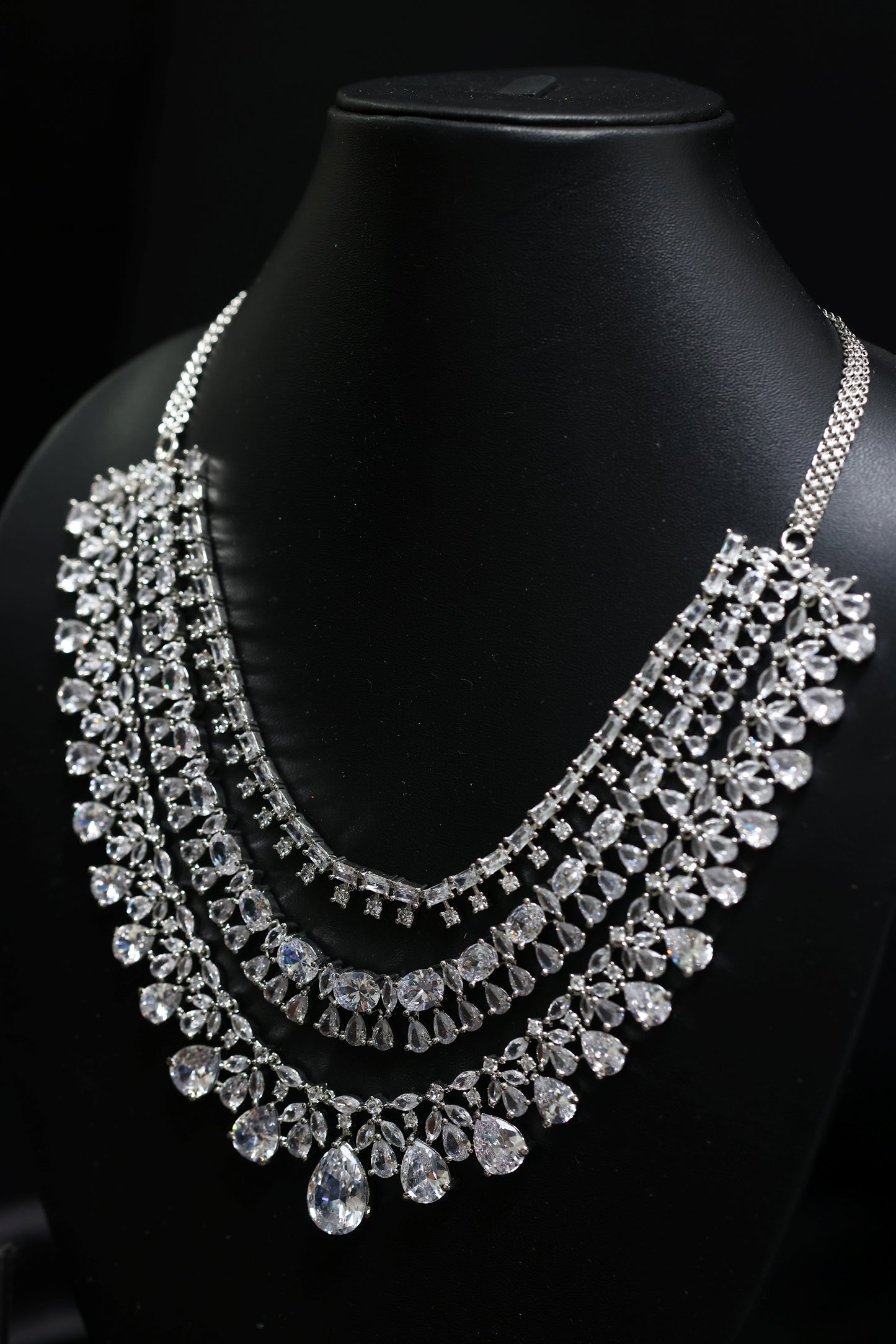 beautiful 3 layered cubic zerconia bridal set