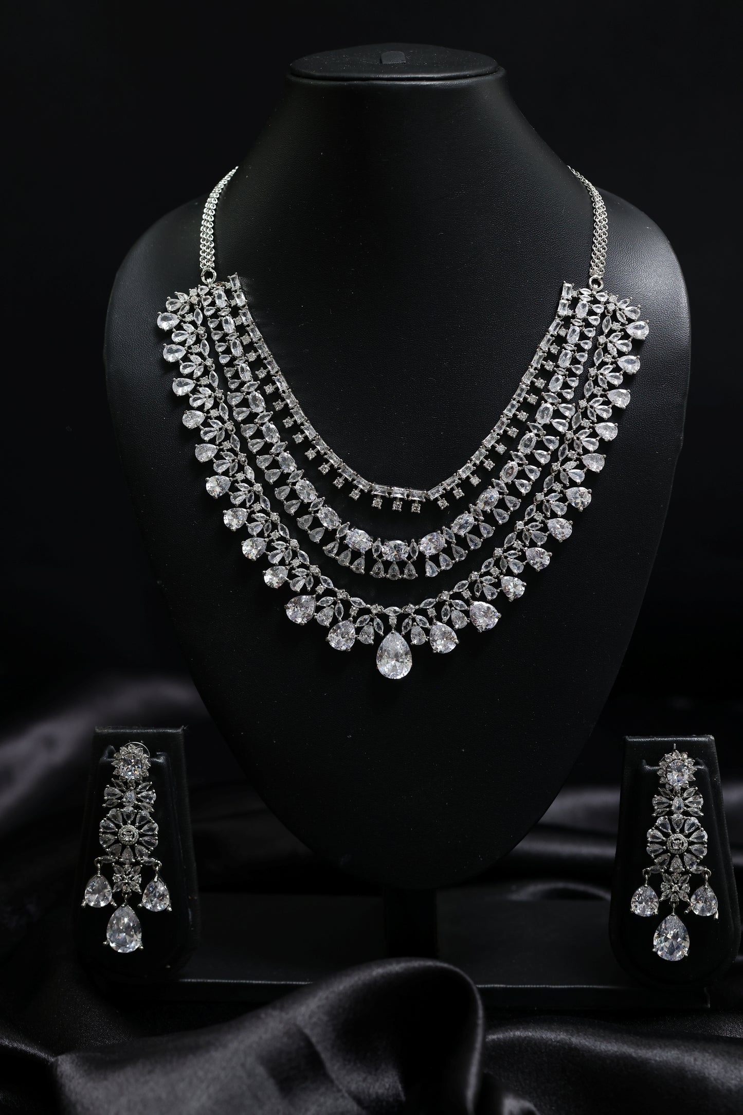 beautiful 3 layered cubic zerconia bridal set