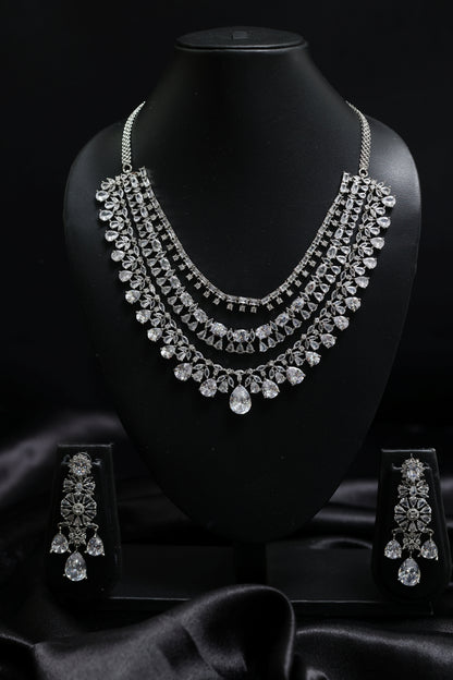 Beautiful 3 Layered Cubic Zerconia Bridal Set