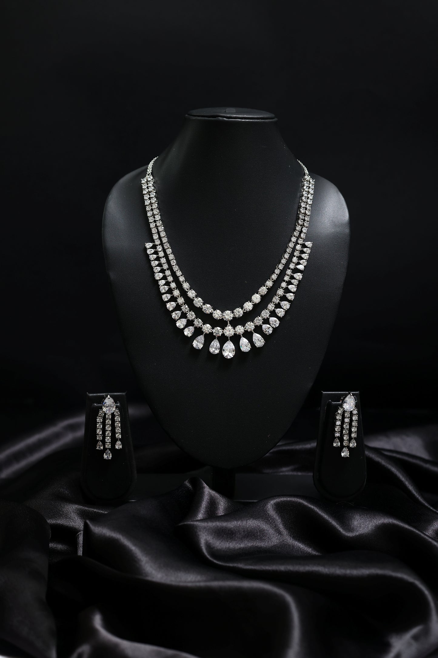 designer multi strand diamond necklace set
