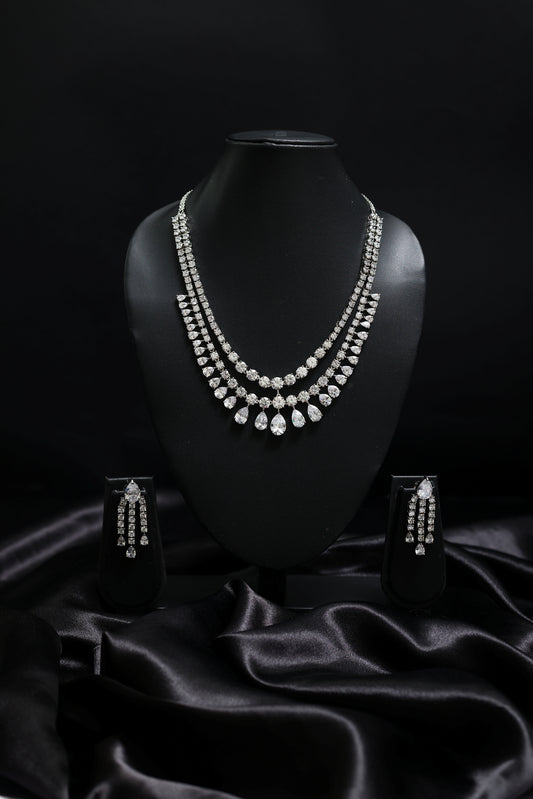 Designer Multi Strand Diamond Necklace Set