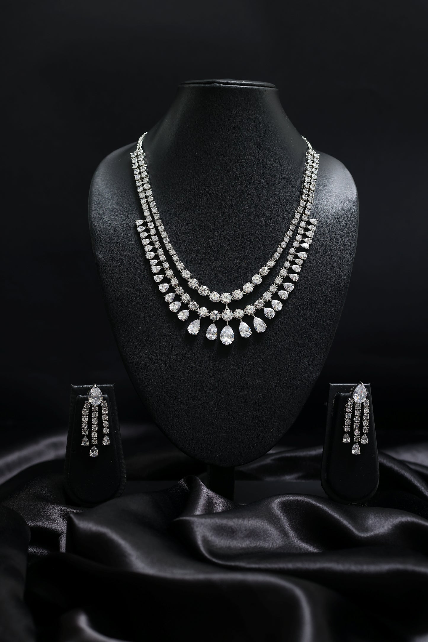 designer multi strand diamond necklace set