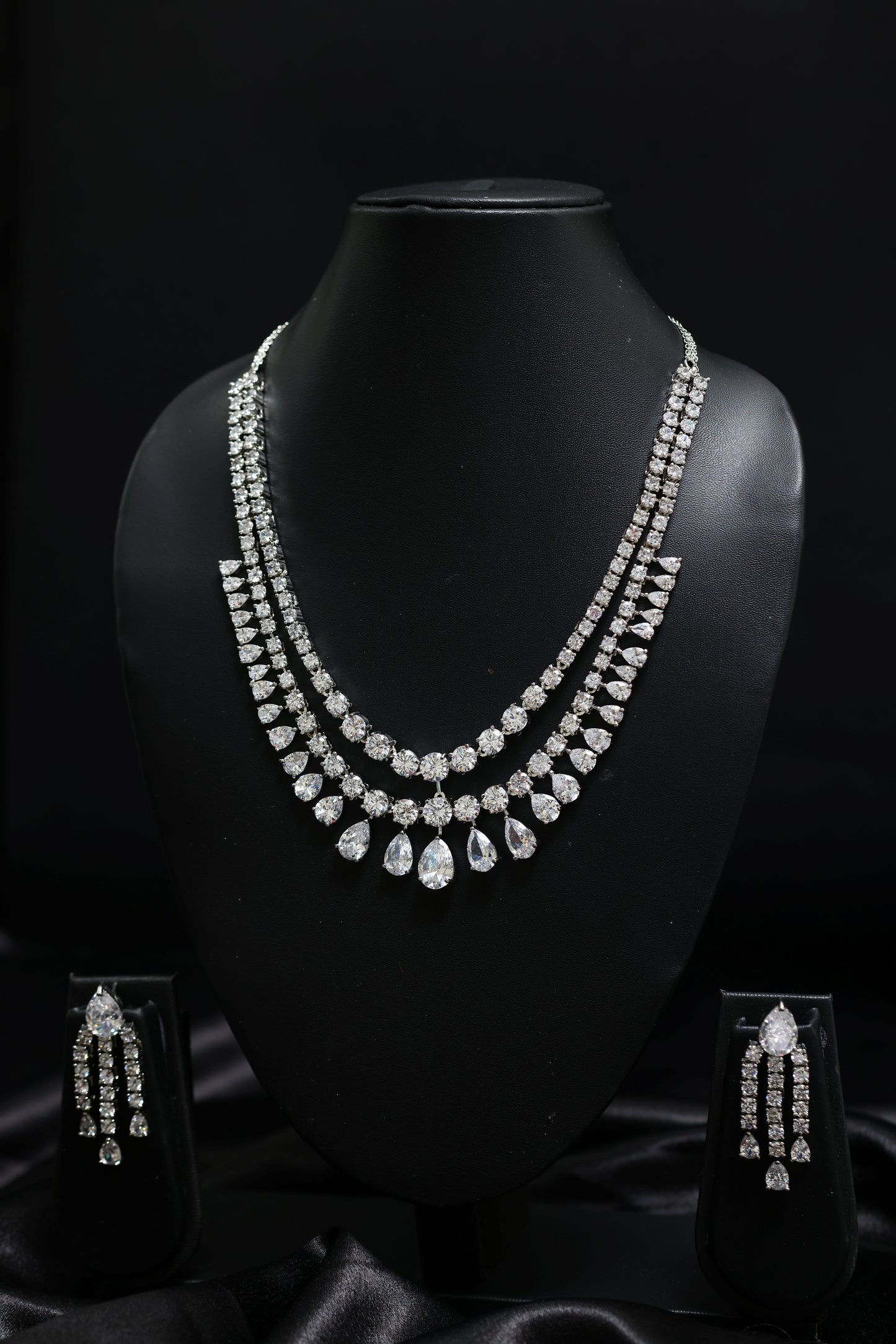 designer multi strand diamond necklace set